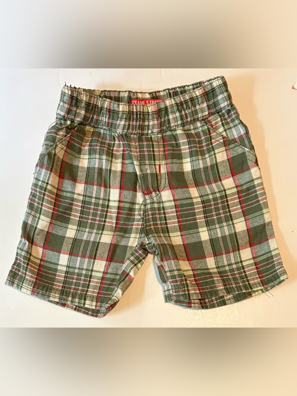 Vintage Sesame Street 0-3 months plaid shorts baby clothes kids clothing pants